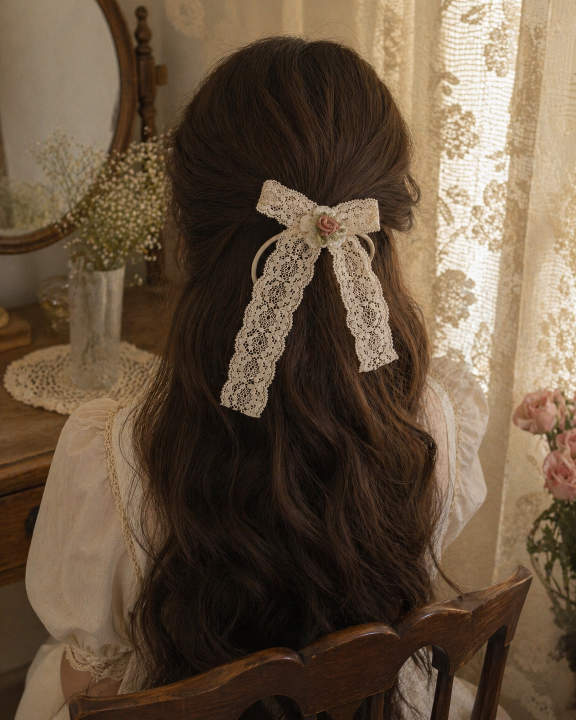 White handmade hair bow