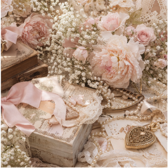 Vintage roses and pearls